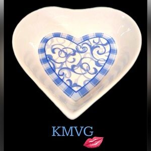 Vintage Oneida Sweetheart Baking Dish Blue Heather Heart Shaped, Valentines Day